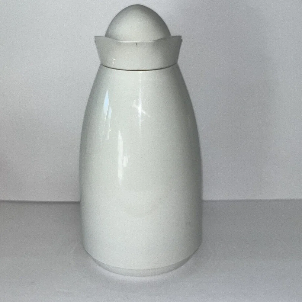 Vintage Insulated‎ Coffee Tea Thermal Pitcher Server Vacuum Carafe White Country